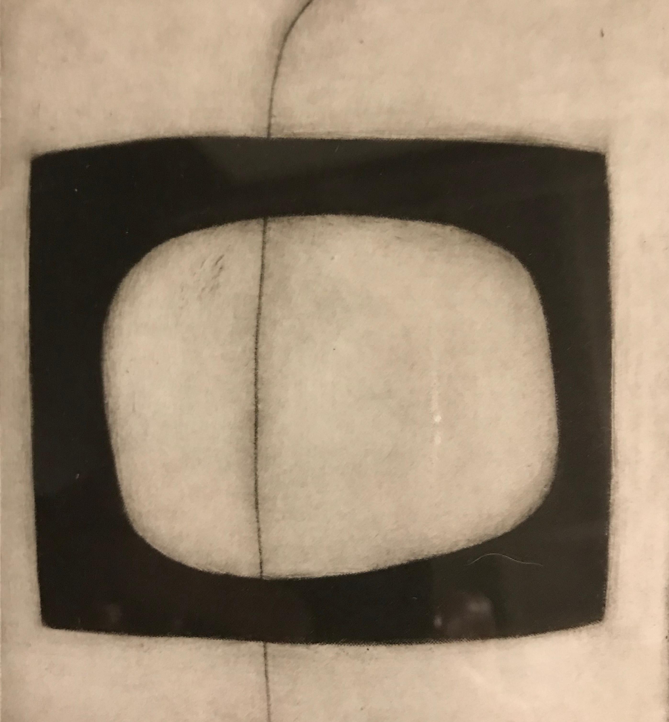 British Abstract Black and White Etching by English Artist Oliver Gaiger, Contemporary