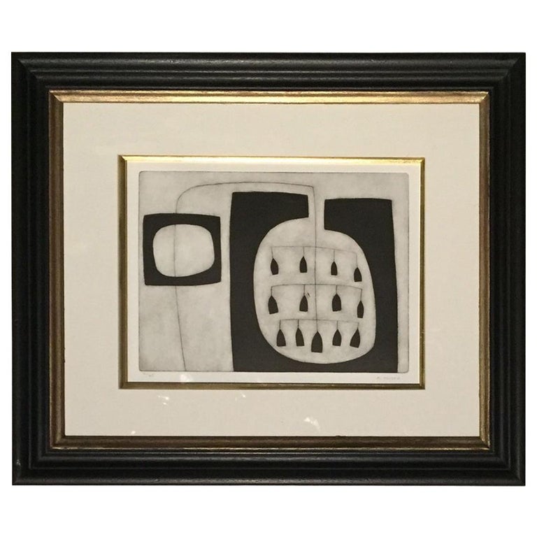 Abstract Black and White Etching by English Artist Oliver Gaiger