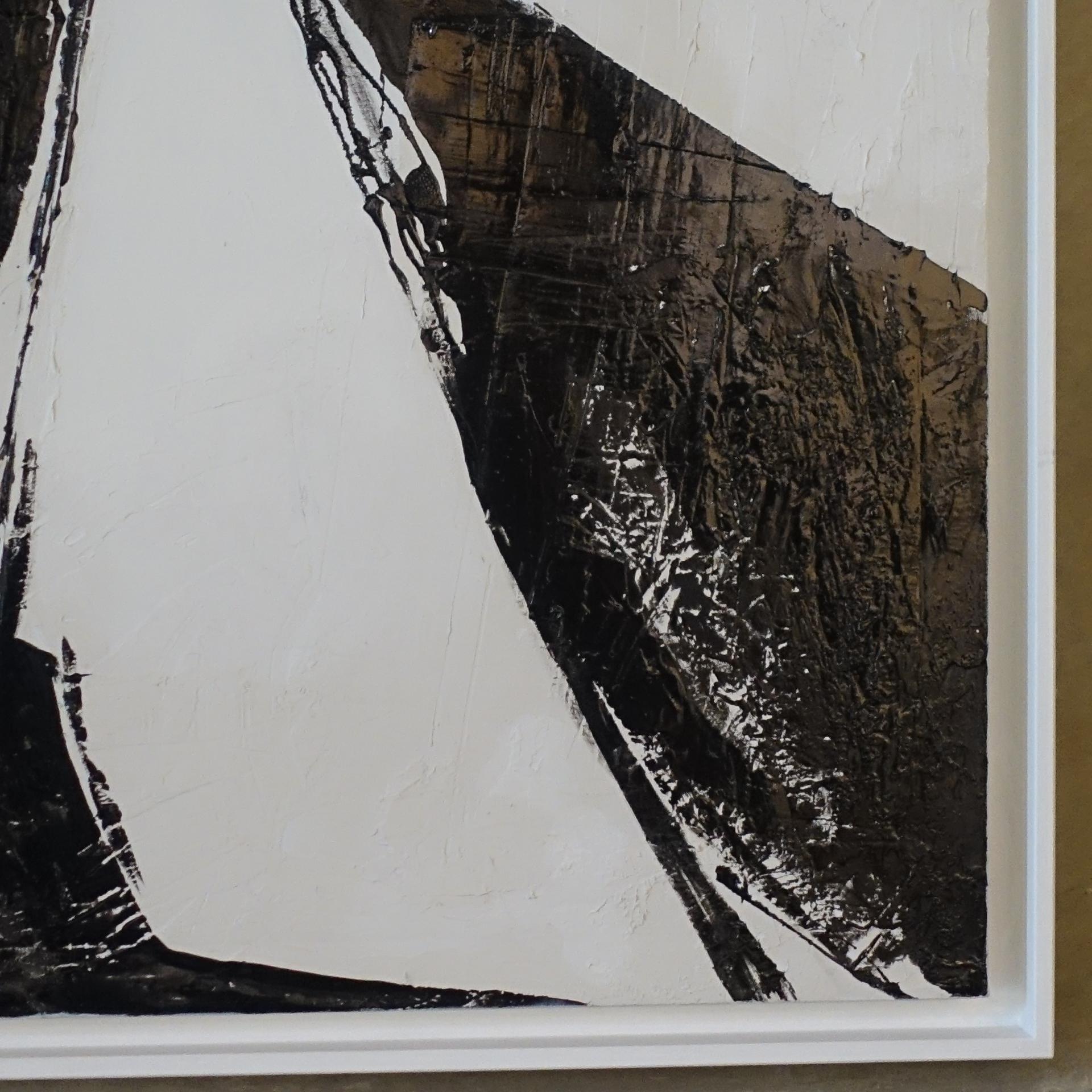 Italian Abstract Black and White Mixed Media Painting, Davide Serio, Italy, 2021