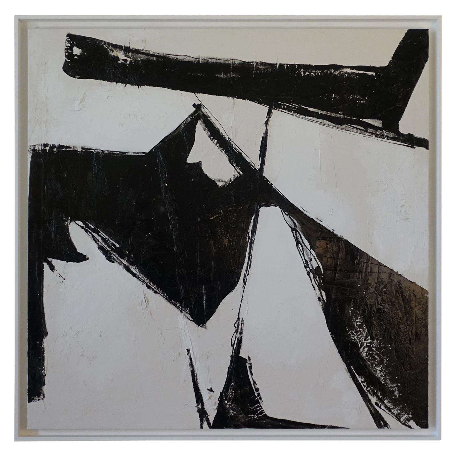 Abstract Black and White Mixed Media Painting, Davide Serio, Italy, 2021