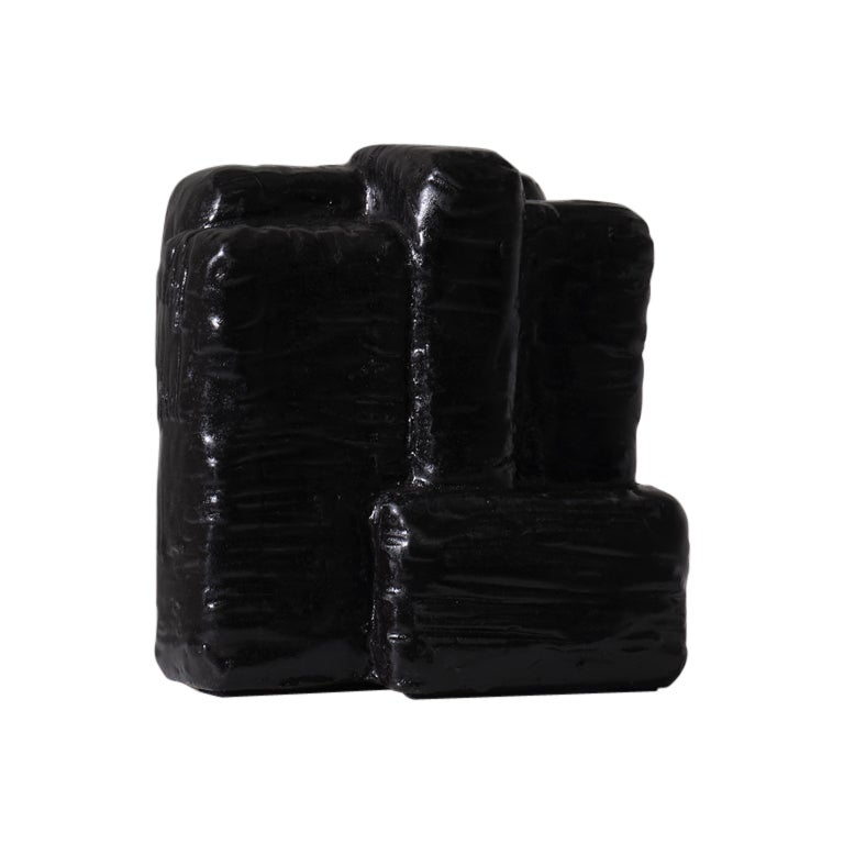 Sculpture cubiste noire abstraite, 1970