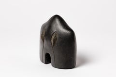Abstract Black Ceramic Sculpture by Marionneau French Artist, circa 1980