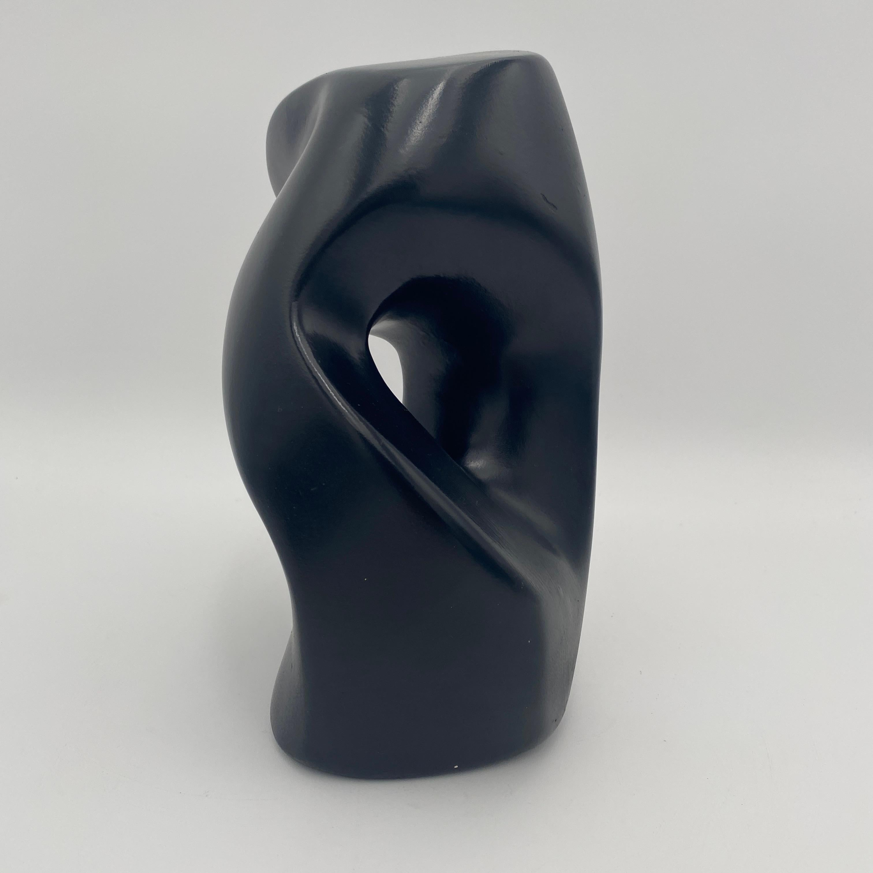 Abstract Black Ceramic Sculpture, Signed 1979 For Sale 4