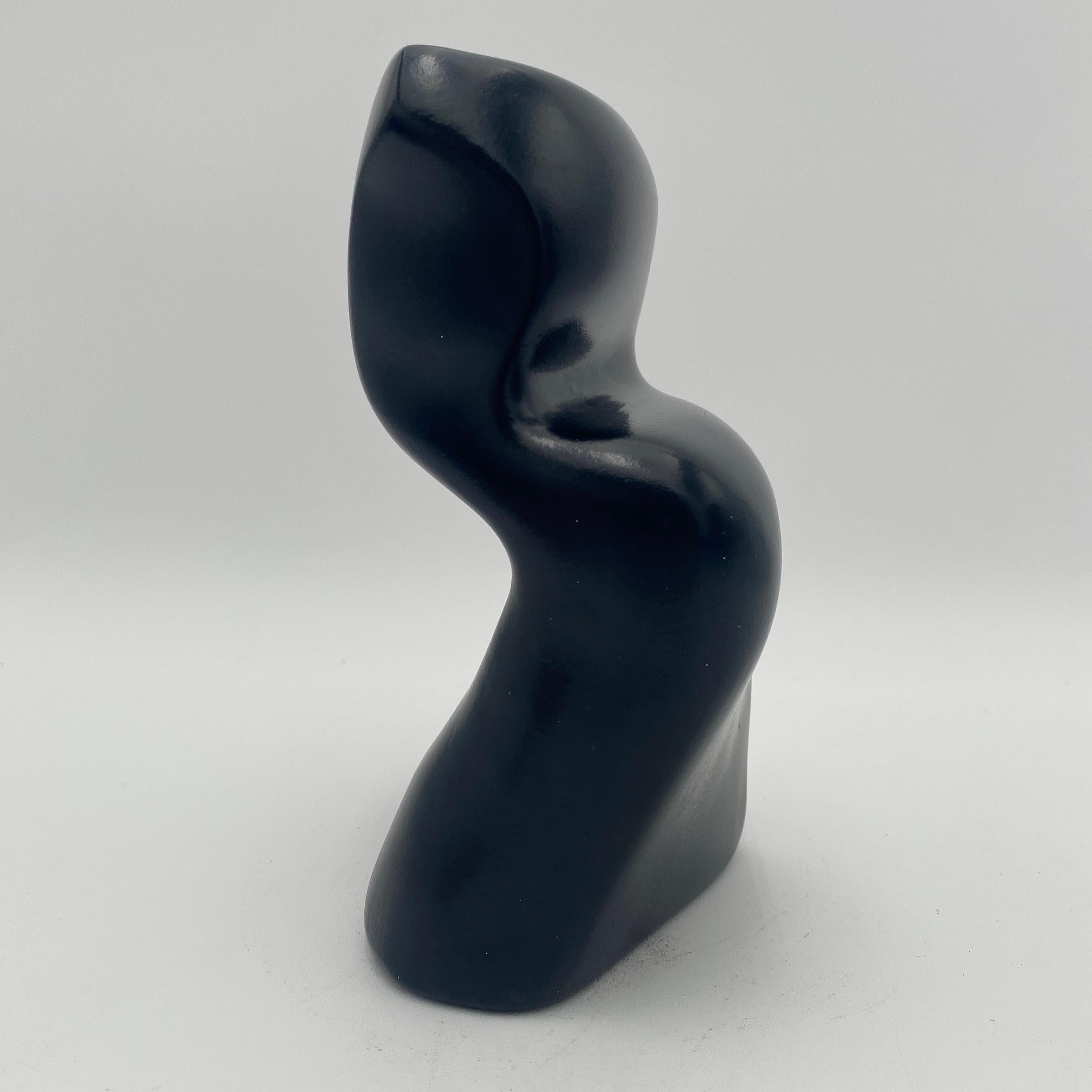 Abstract Black Ceramic Sculpture, Signed 1979 For Sale 3