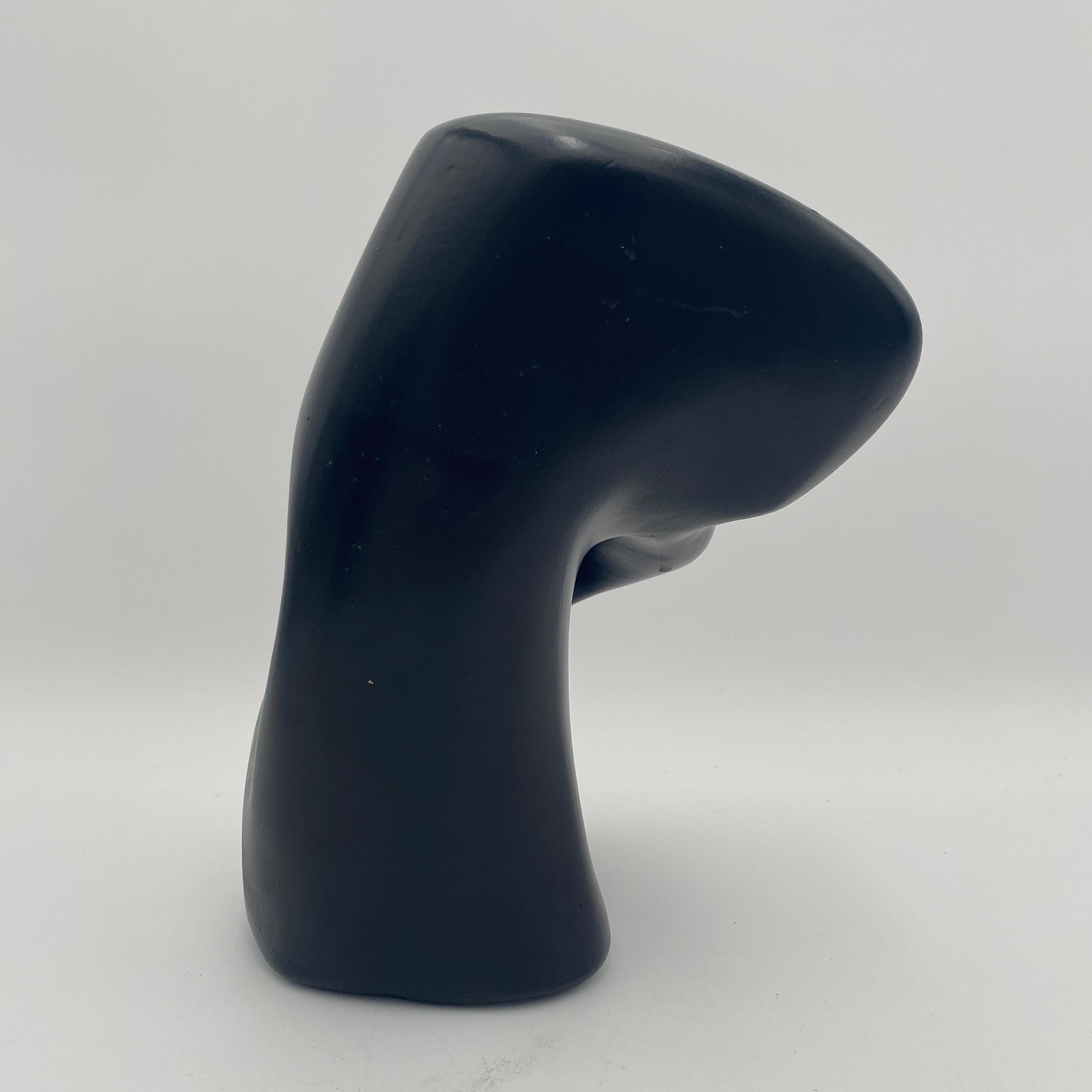 Mid-Century Modern Abstract Black Ceramic Sculpture, Signed 1979 For Sale
