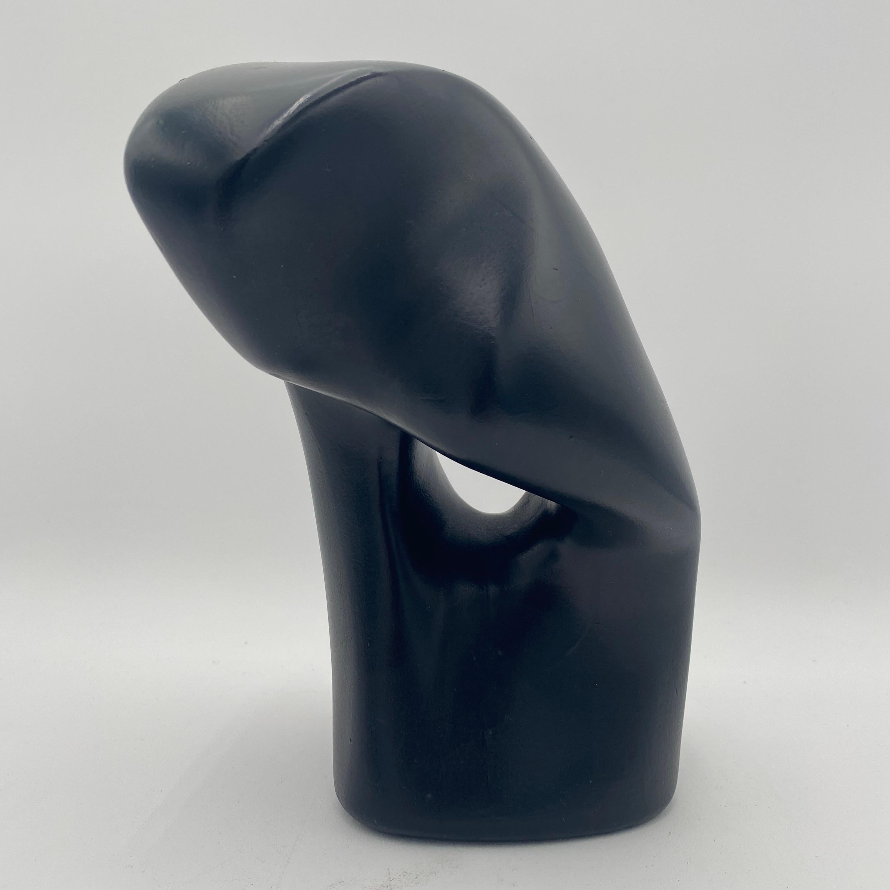 Abstract Black Ceramic Sculpture, Signed 1979 In Good Condition For Sale In San Juan Capistrano, CA
