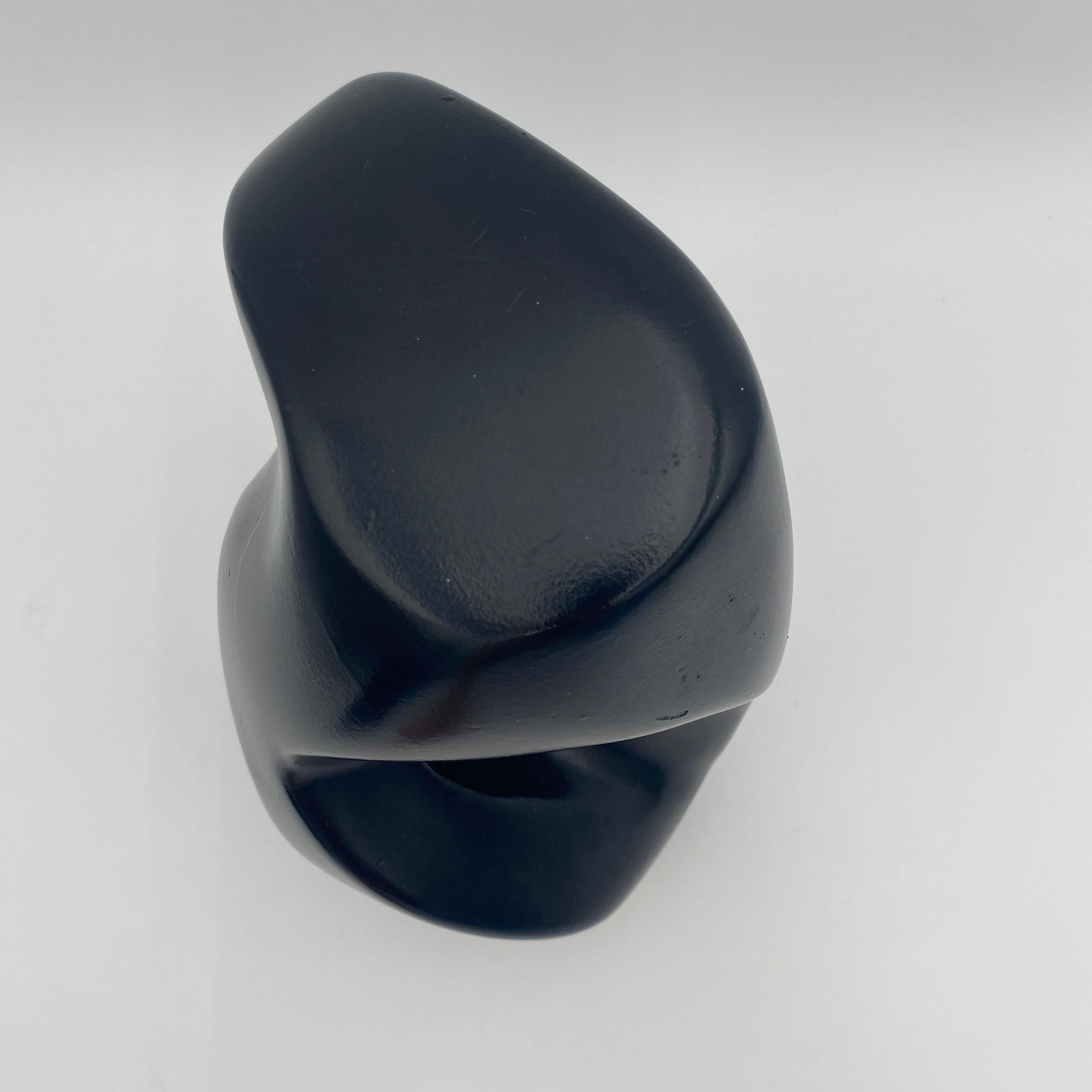 Abstract Black Ceramic Sculpture, Signed 1979 For Sale 1