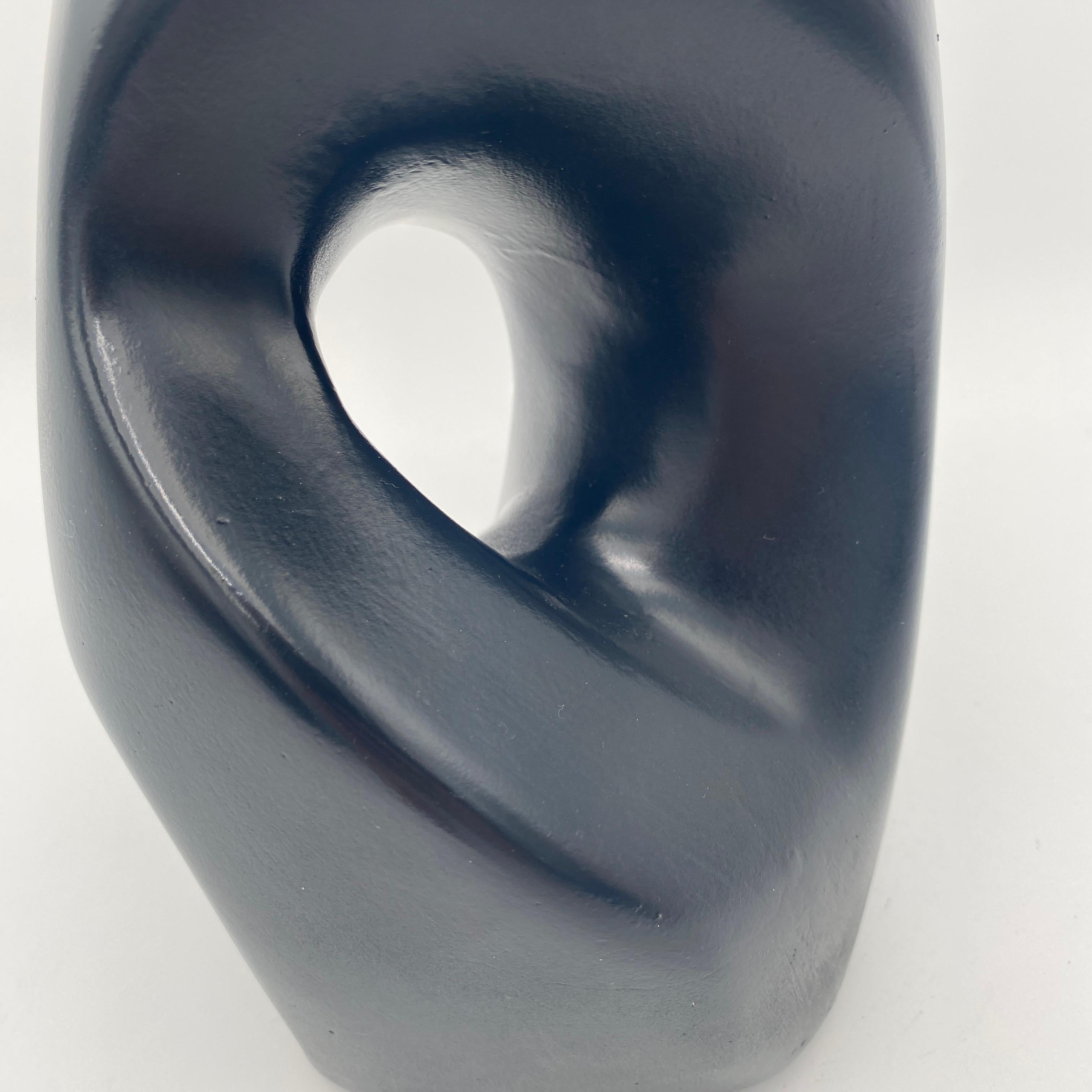 Abstract Black Ceramic Sculpture, Signed 1979 For Sale 2