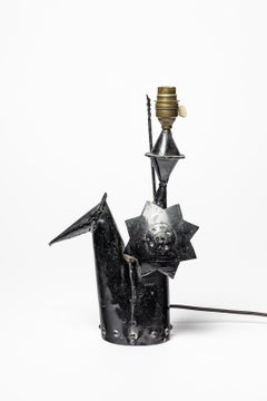 abstract black metal 20th century design 1960 table lamp don quichotte
