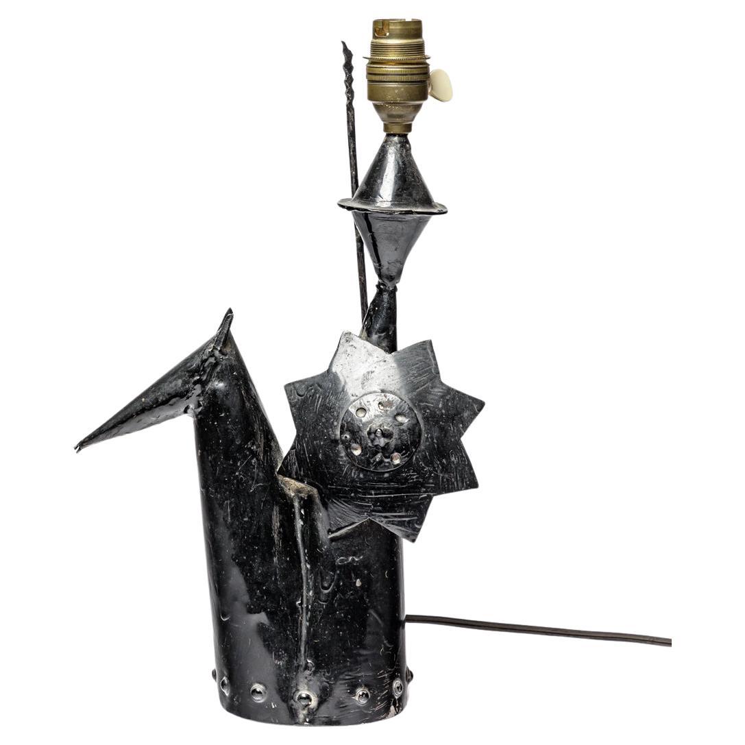 abstract black metal 20th century design 1960 table lamp don quichotte For Sale
