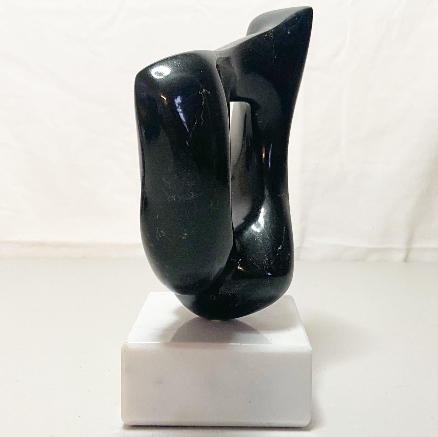 Post-Modern Abstract Black Polished Marble Sculpture