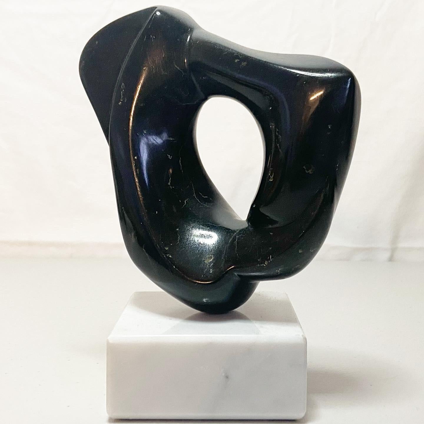 Abstract Black Polished Marble Sculpture In Good Condition In Delray Beach, FL