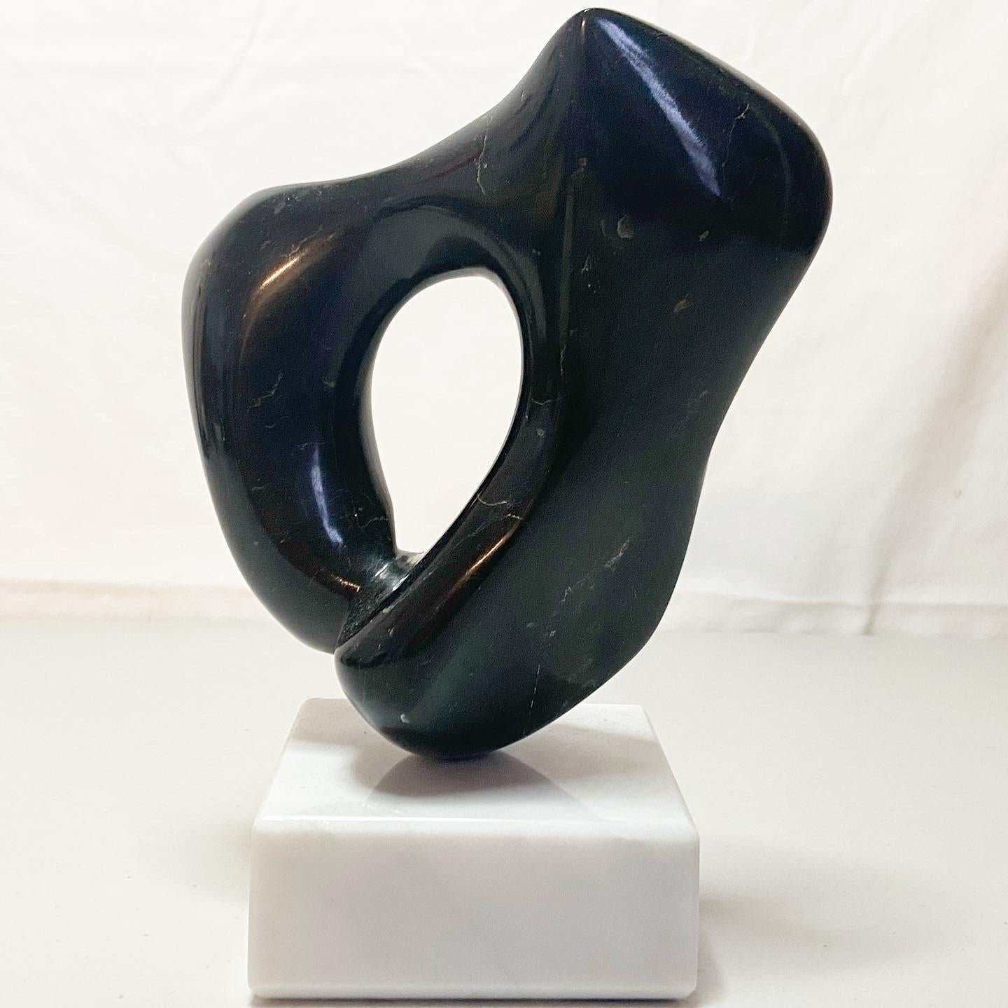 Late 20th Century Abstract Black Polished Marble Sculpture