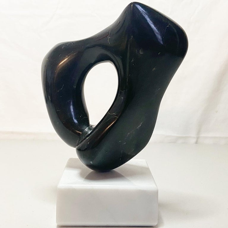 Late 20th Century Abstract Black Polished Marble Sculpture For Sale