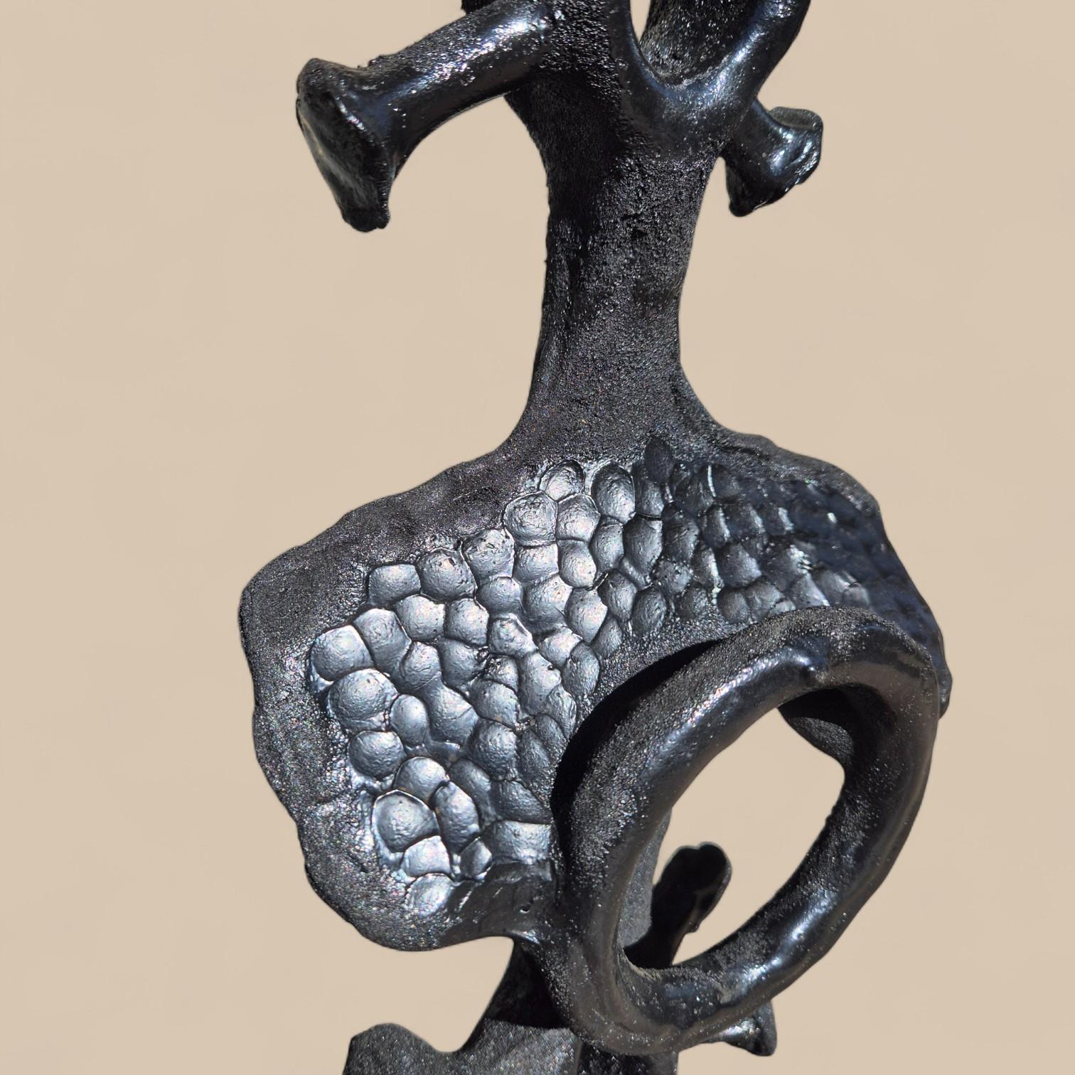 Abstract black steel patinated sculpture by the designer Michel Froment, 2025 For Sale 2