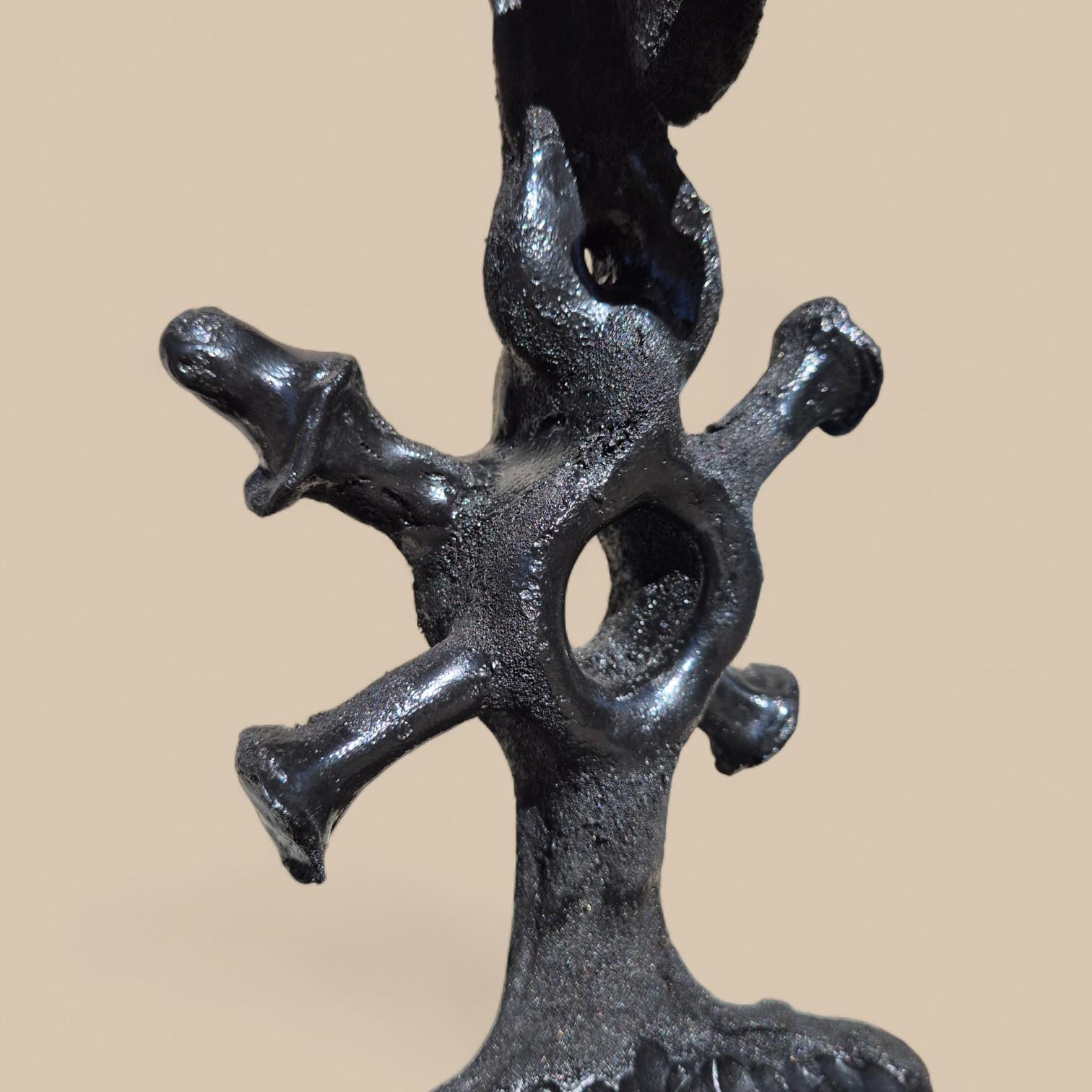 Abstract black steel patinated sculpture by the designer Michel Froment, 2025 For Sale 6