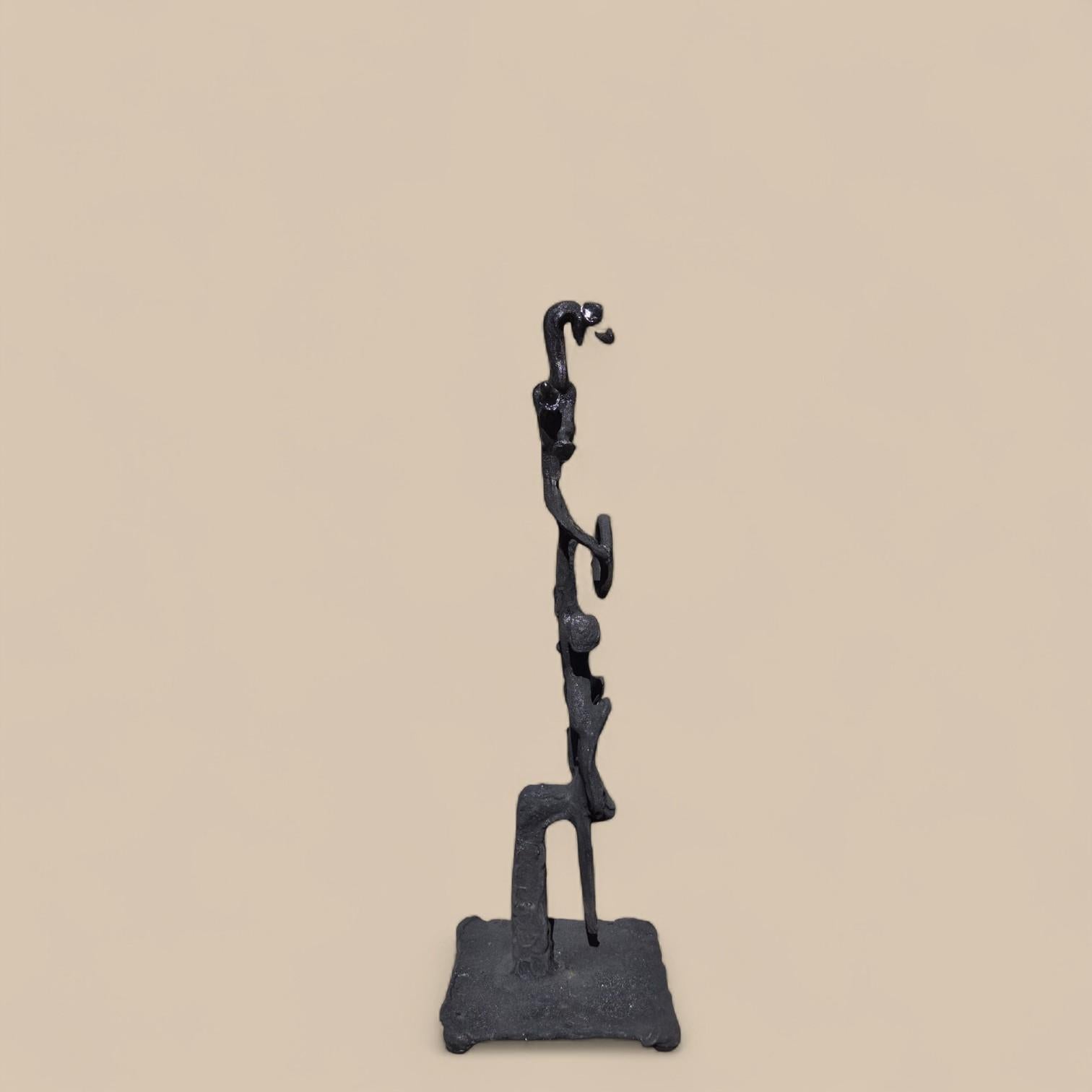 Abstract black steel patinated sculpture by the designer Michel Froment, 2025 For Sale 7
