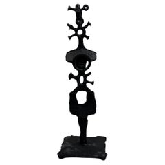 Scultura astratta in acciaio nero patinato del designer Michel Froment, 2025