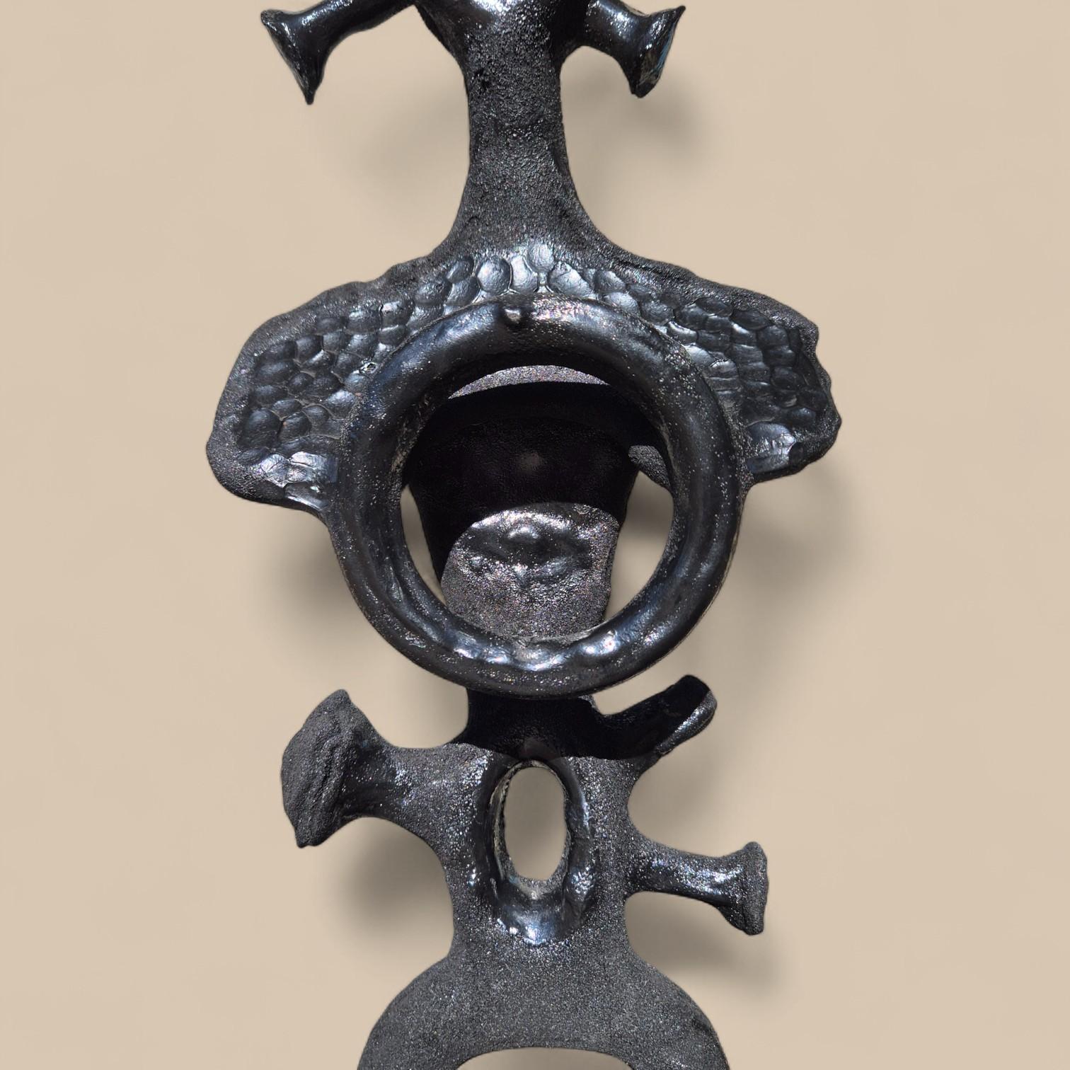 Hand-Crafted Abstract black steel patinated sculpture by the designer Michel Froment, 2025 For Sale