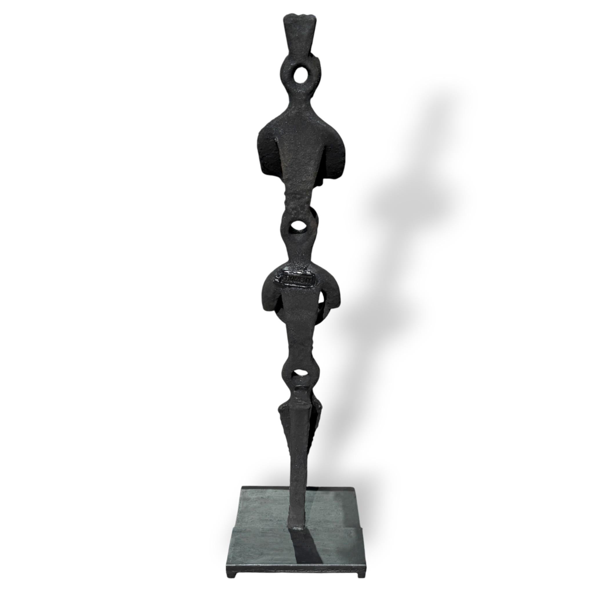 Abstract black steel patinated sculpture by the designer Michel Froment, 2025 (Handgefertigt) im Angebot
