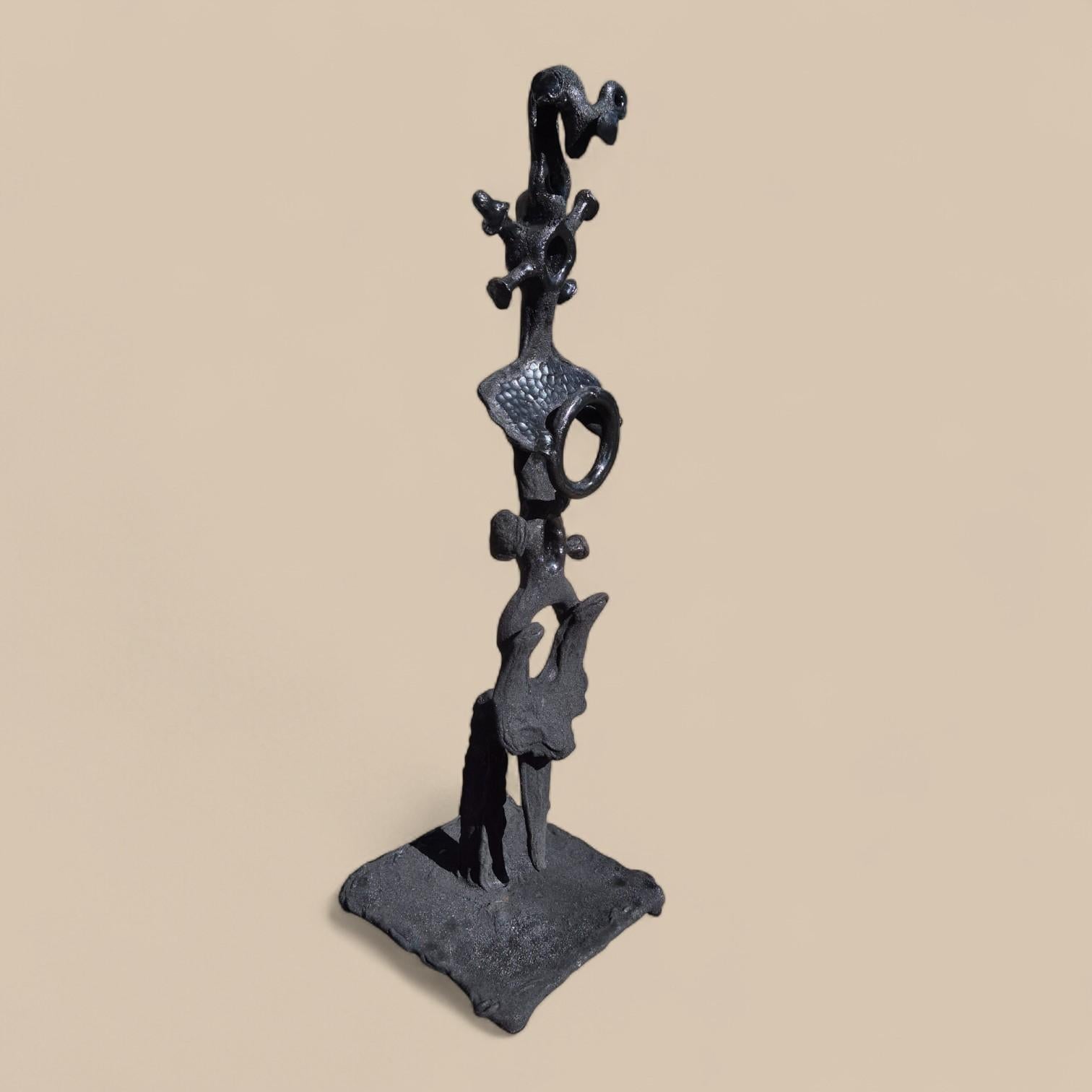Abstract black steel patinated sculpture by the designer Michel Froment, 2025 In New Condition For Sale In NICE, FR