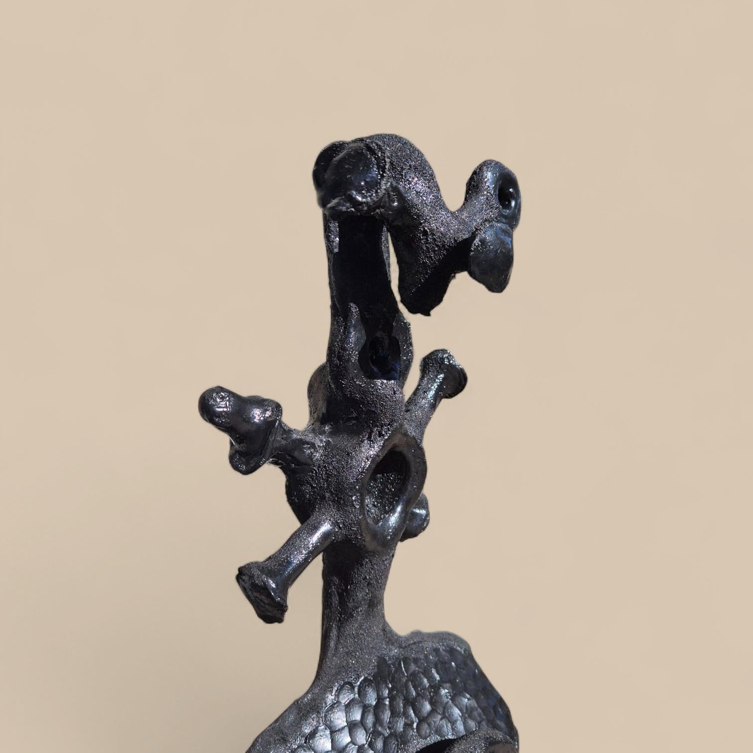 Contemporary Abstract black steel patinated sculpture by the designer Michel Froment, 2025 For Sale