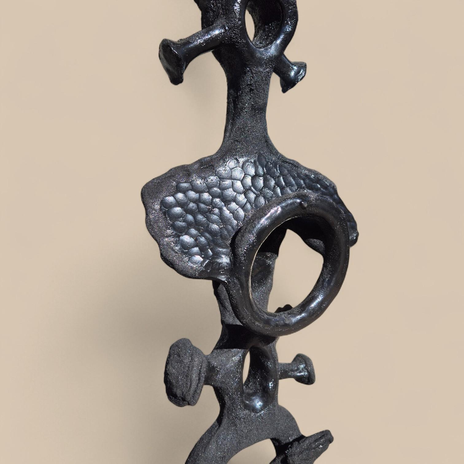 Steel Abstract black steel patinated sculpture by the designer Michel Froment, 2025 For Sale