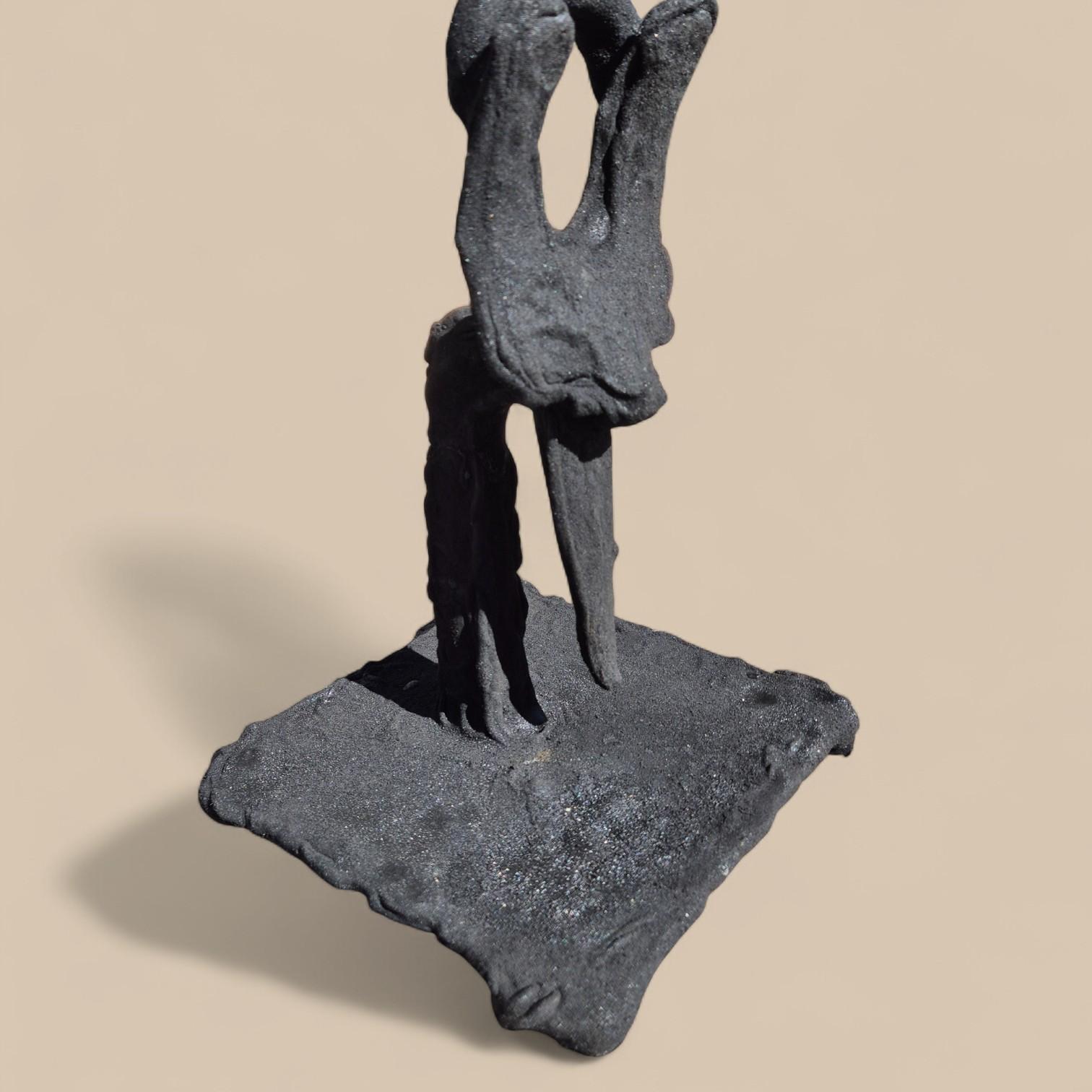 Abstract black steel patinated sculpture by the designer Michel Froment, 2025 For Sale 1