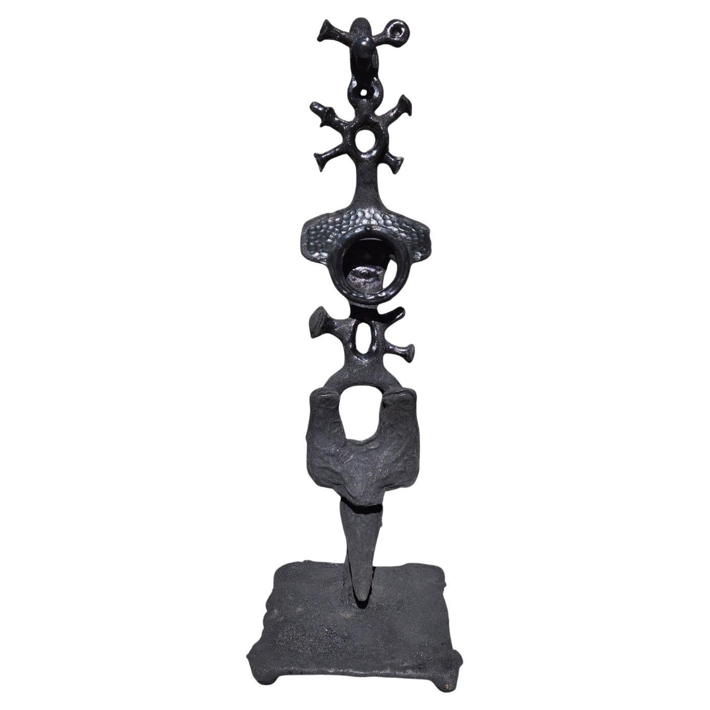 Abstract black steel patinated sculpture by the designer Michel Froment, 2025