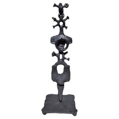 Abstract black steel patinated sculpture by the designer Michel Froment, 2025