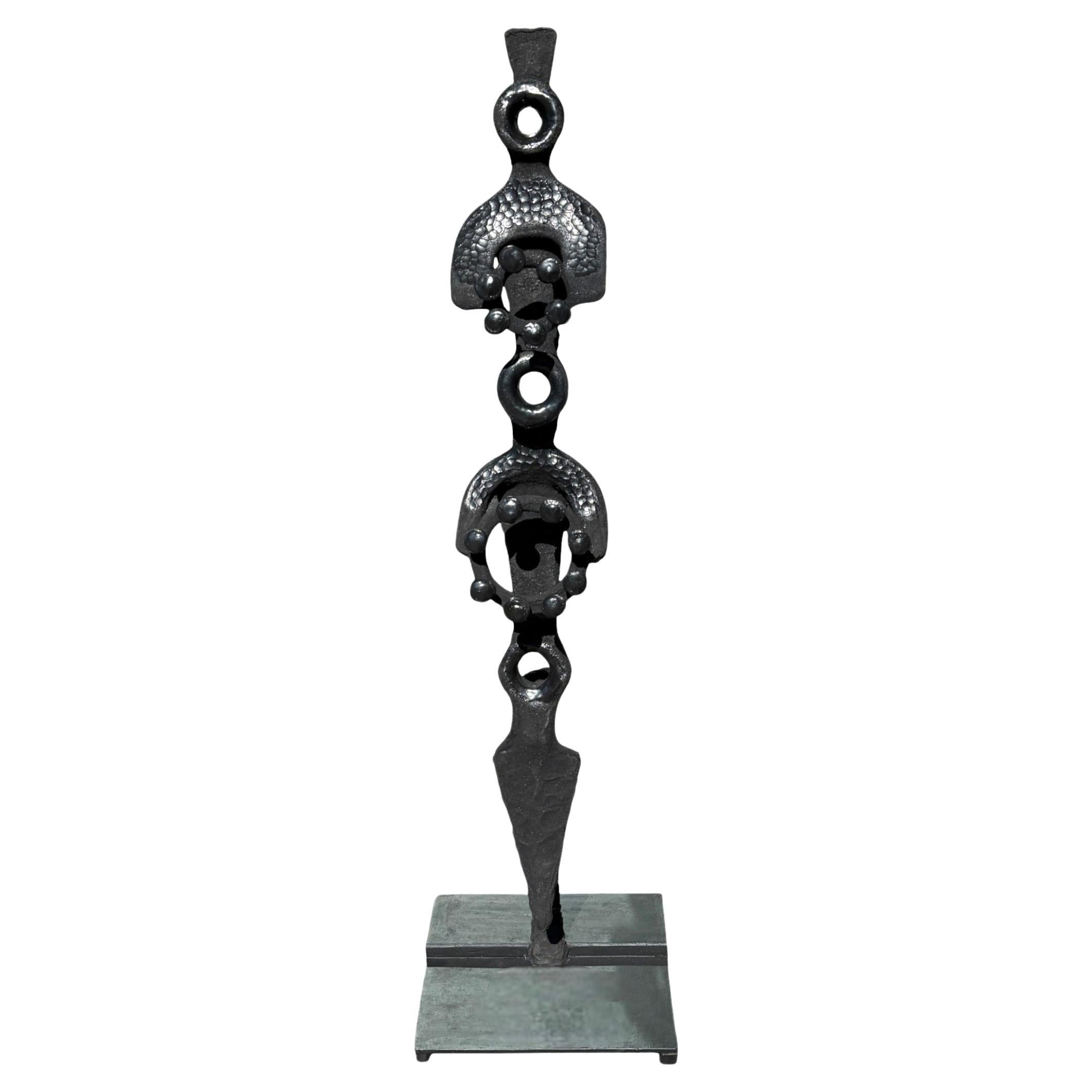 Abstract black steel patinated sculpture by the designer Michel Froment, 2025 im Angebot