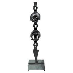 Abstract black steel patinated sculpture by the designer Michel Froment, 2025