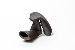 Abstract Black Stoneware Ceramic Sculpture by Joelle Deroubaix circa 1980