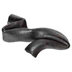 Abstract Black Stoneware Ceramic Sculpture by Joelle Deroubaix, circa 1980