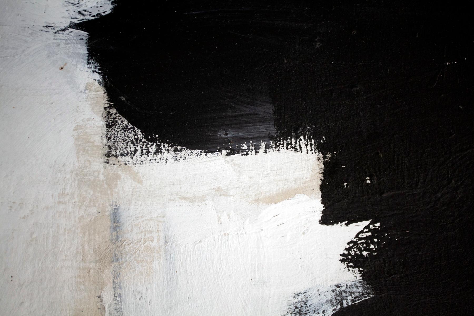 Abstract Black & White Painting by R. Godfrey In Good Condition For Sale In Malibu, CA