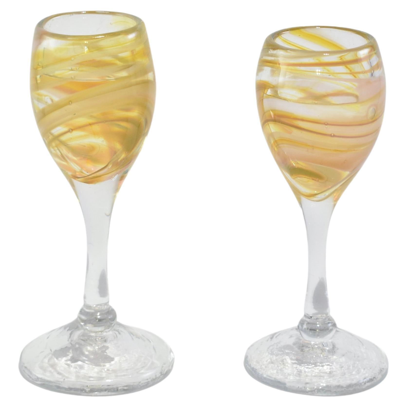 Abstract Blown Glass Goblets