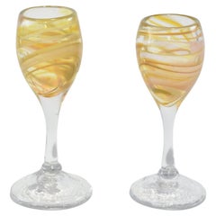 Vintage Abstract Blown Glass Goblets