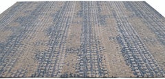 Abstract Blue and Beige Wool and Silk Rug 9'2''x12'4''