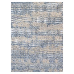 Abstract Blue and Beige Wool and Silk Rug 9'2''x12'4''