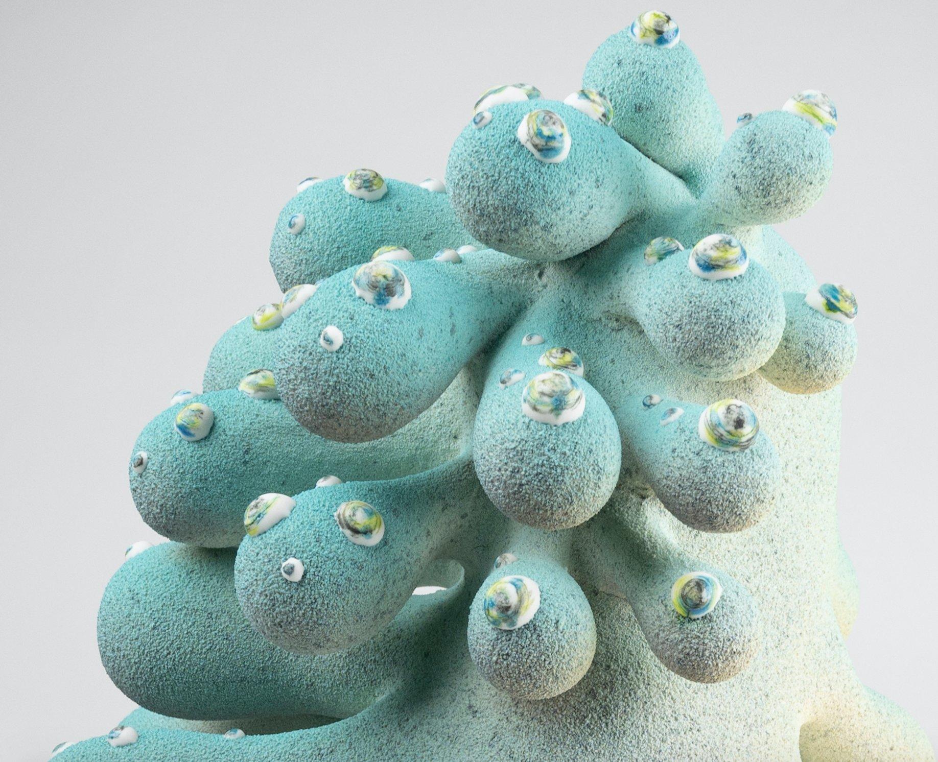 XXIe siècle et contemporain Sculpture organique abstraite bleue et jaune, Toni Losey en vente