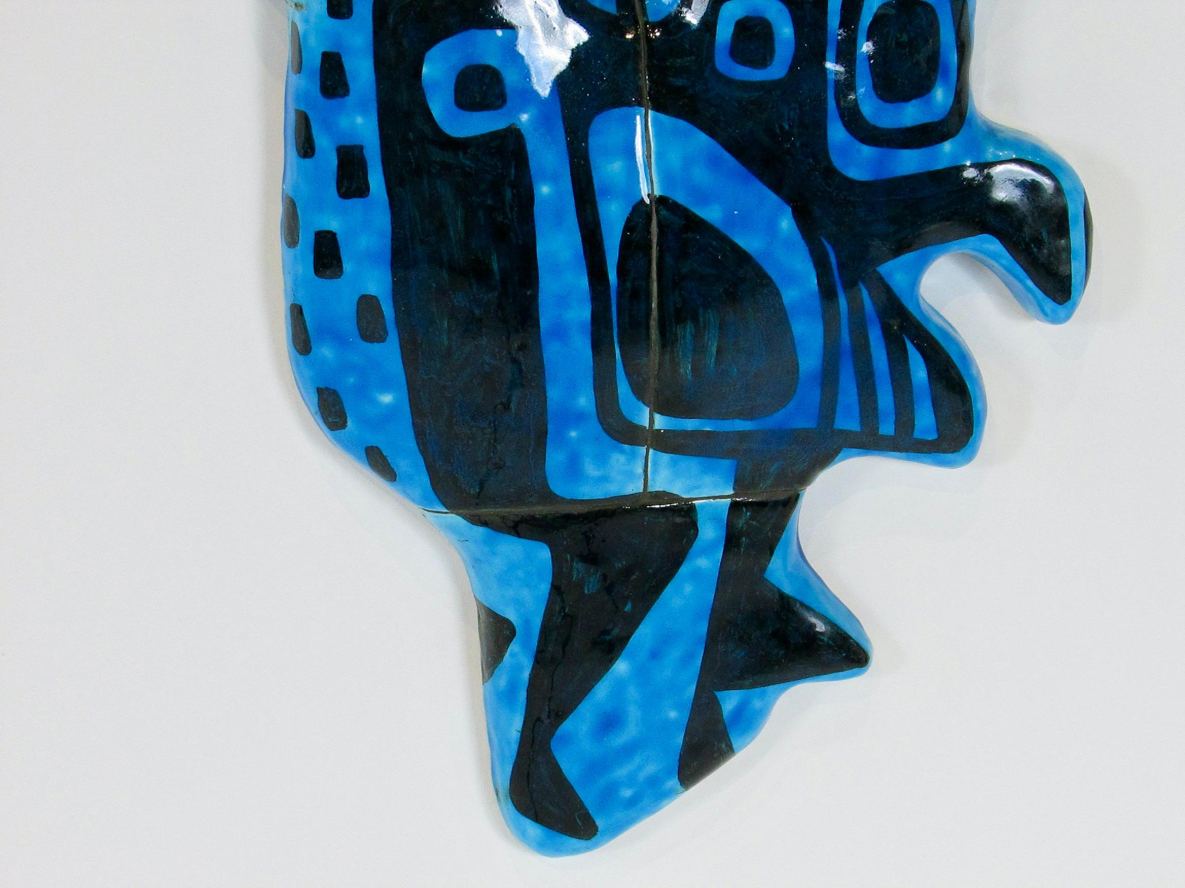 American Abstract blue chicken wall sculpture signed and dated 1960 For Sale