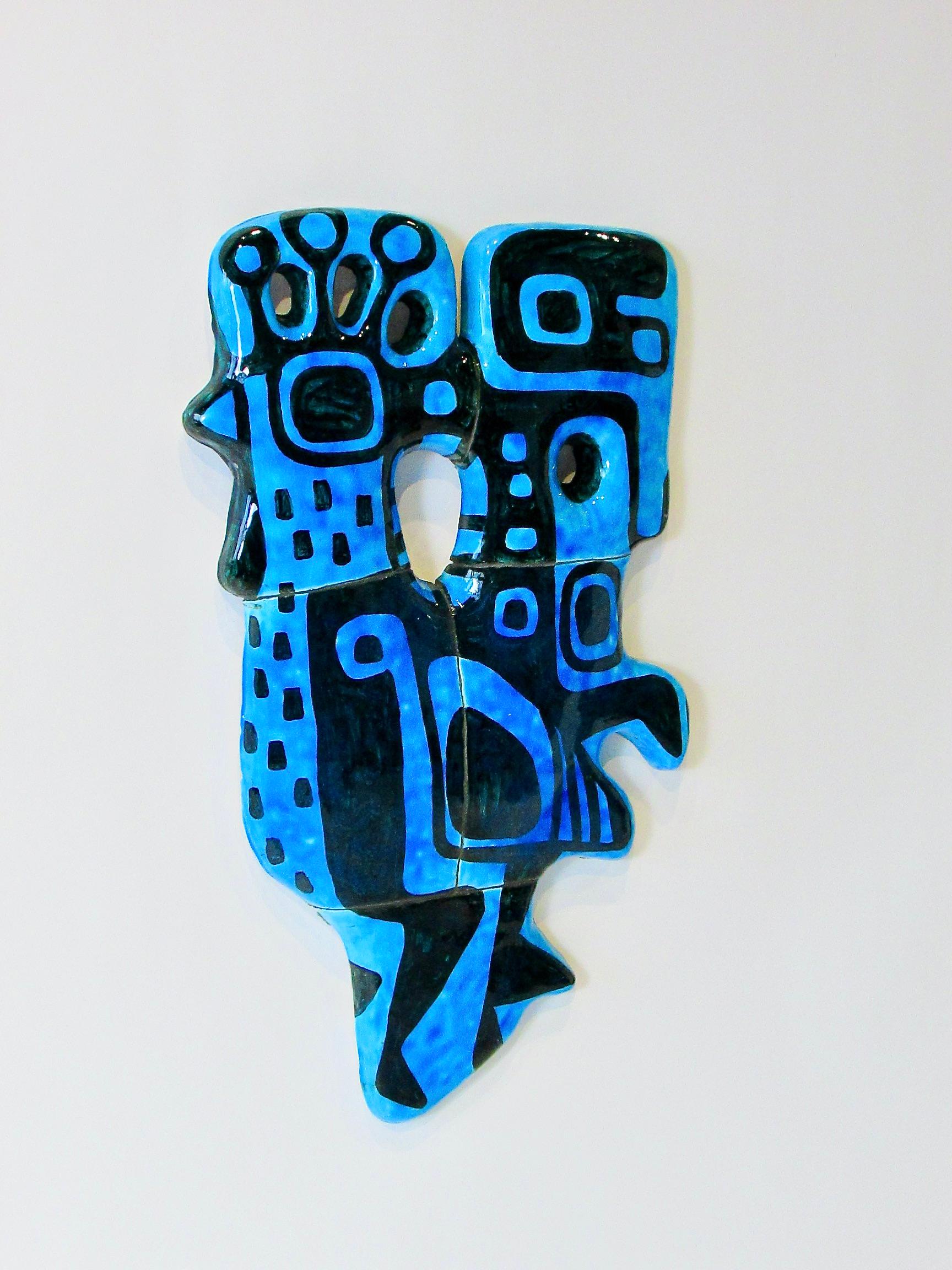 20th Century Abstract blue chicken wall sculpture signed and dated 1960 For Sale