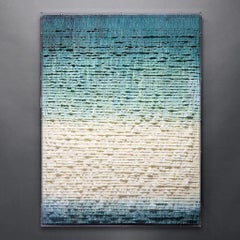 Abstract Blue Crepe Paper Wall Art with Linear Layers