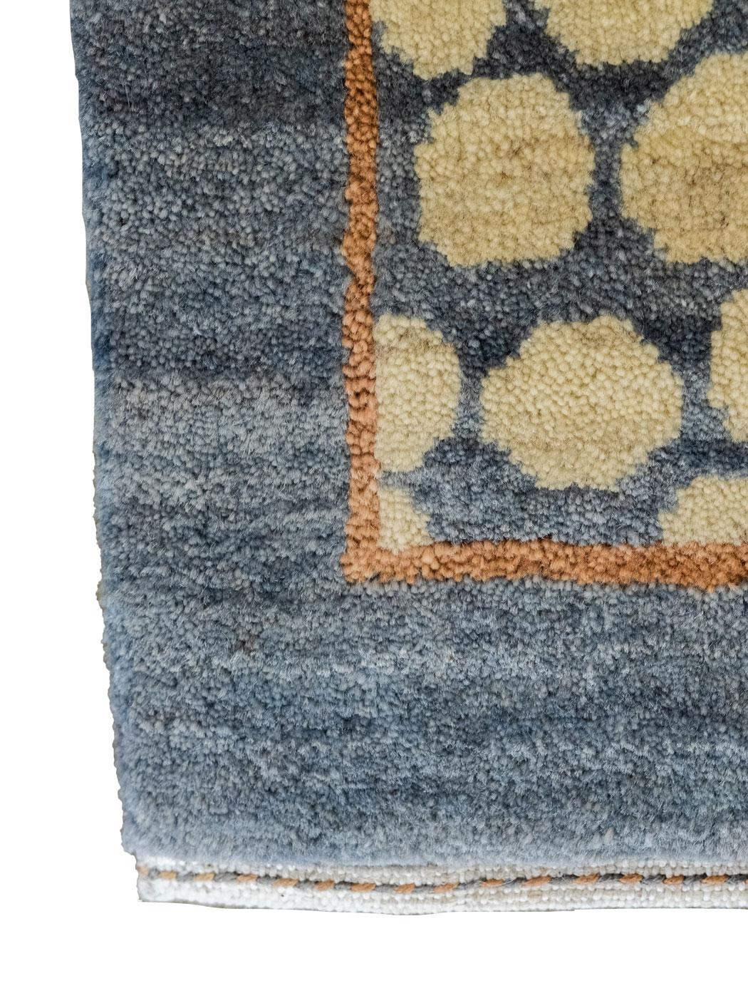 Abstract Blue, Gray, and Orange Wool Persian Carpet with Pebble Pattern, 8 x 10 For Sale 3