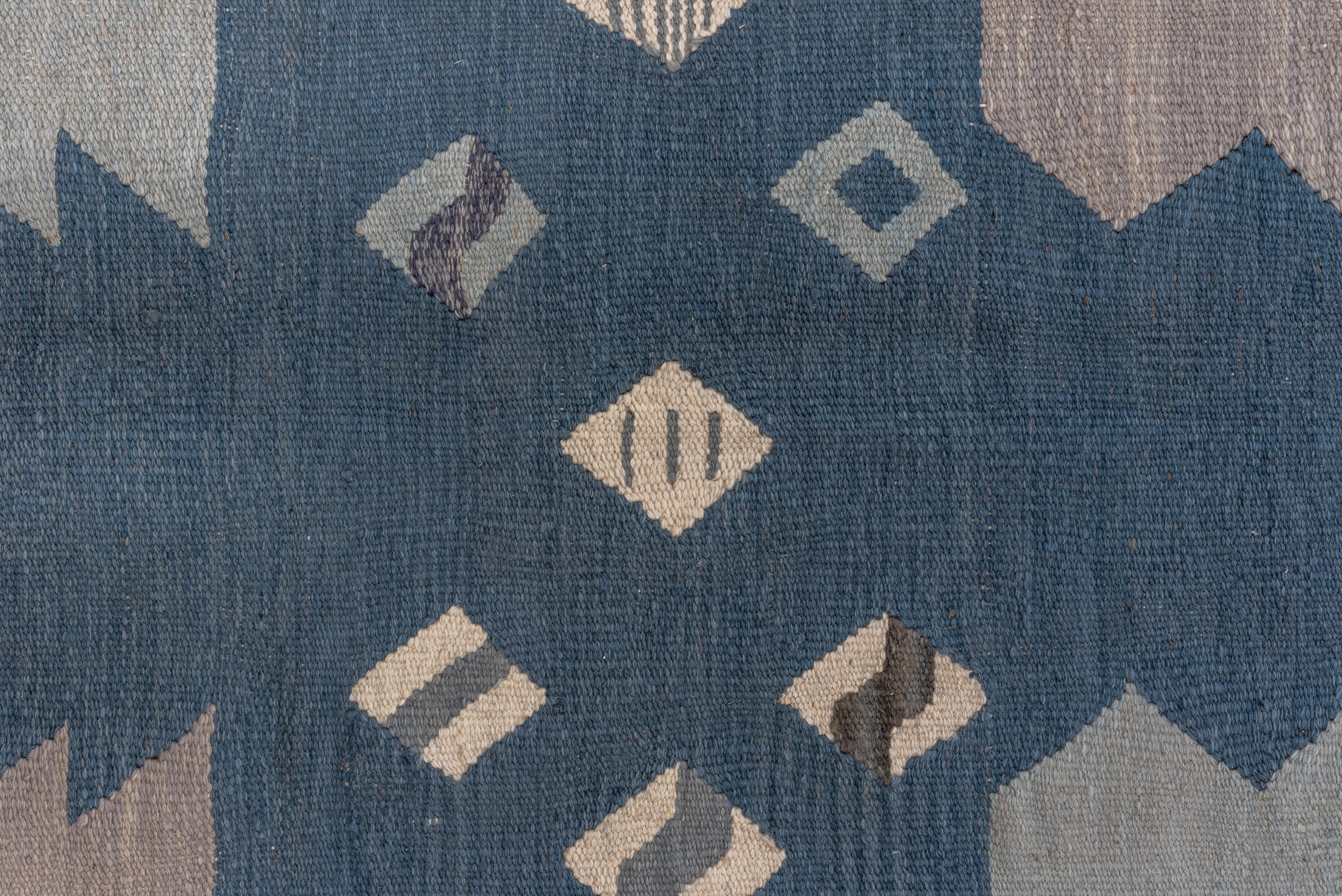 Contemporary Abstract Blue & Gray Scandinavian Design Rug