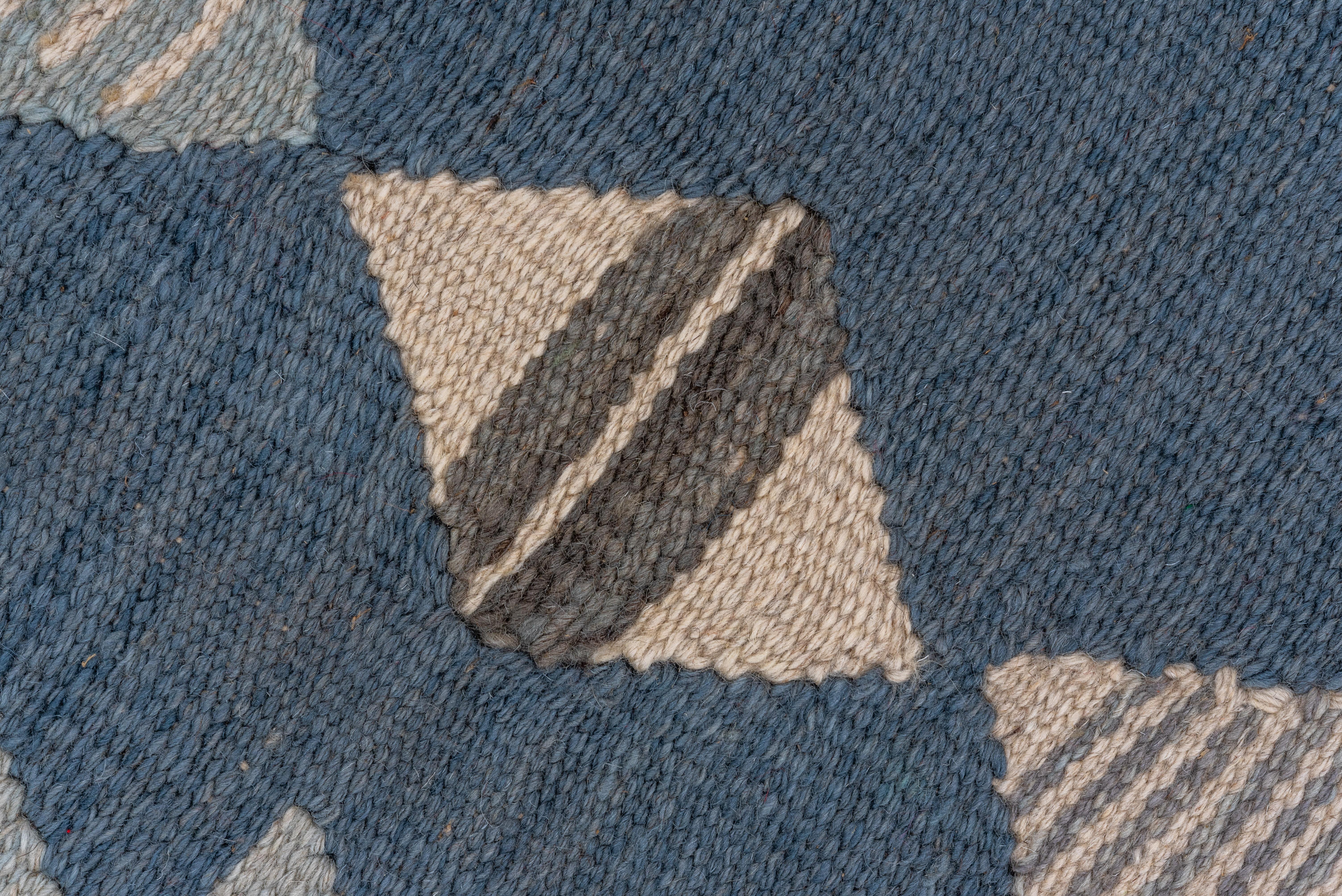 Wool Abstract Blue & Gray Scandinavian Design Rug