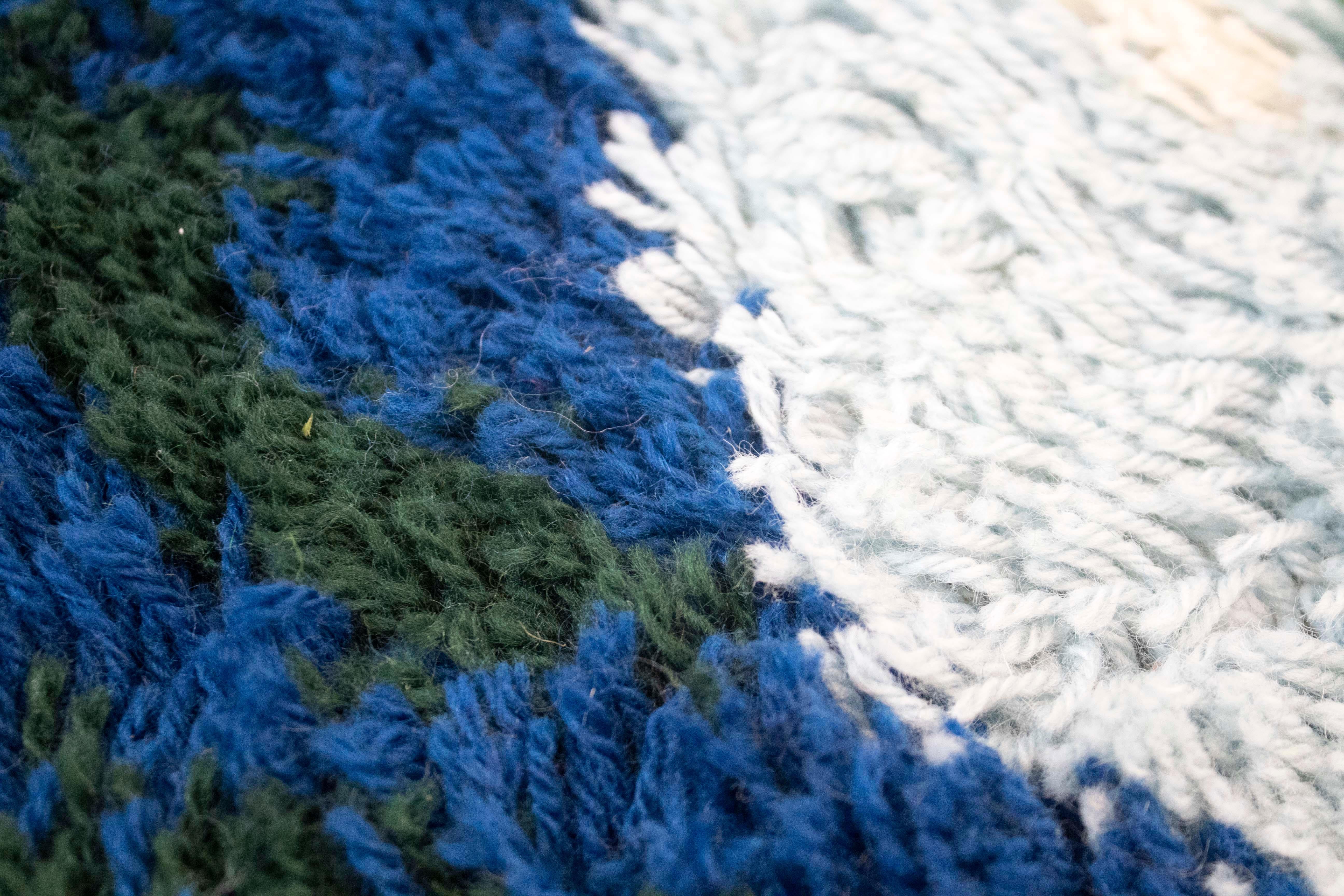 Abstract Blue & Green Ege Vanguard Wool Rya Rug Mid-Century Modern Danish 2