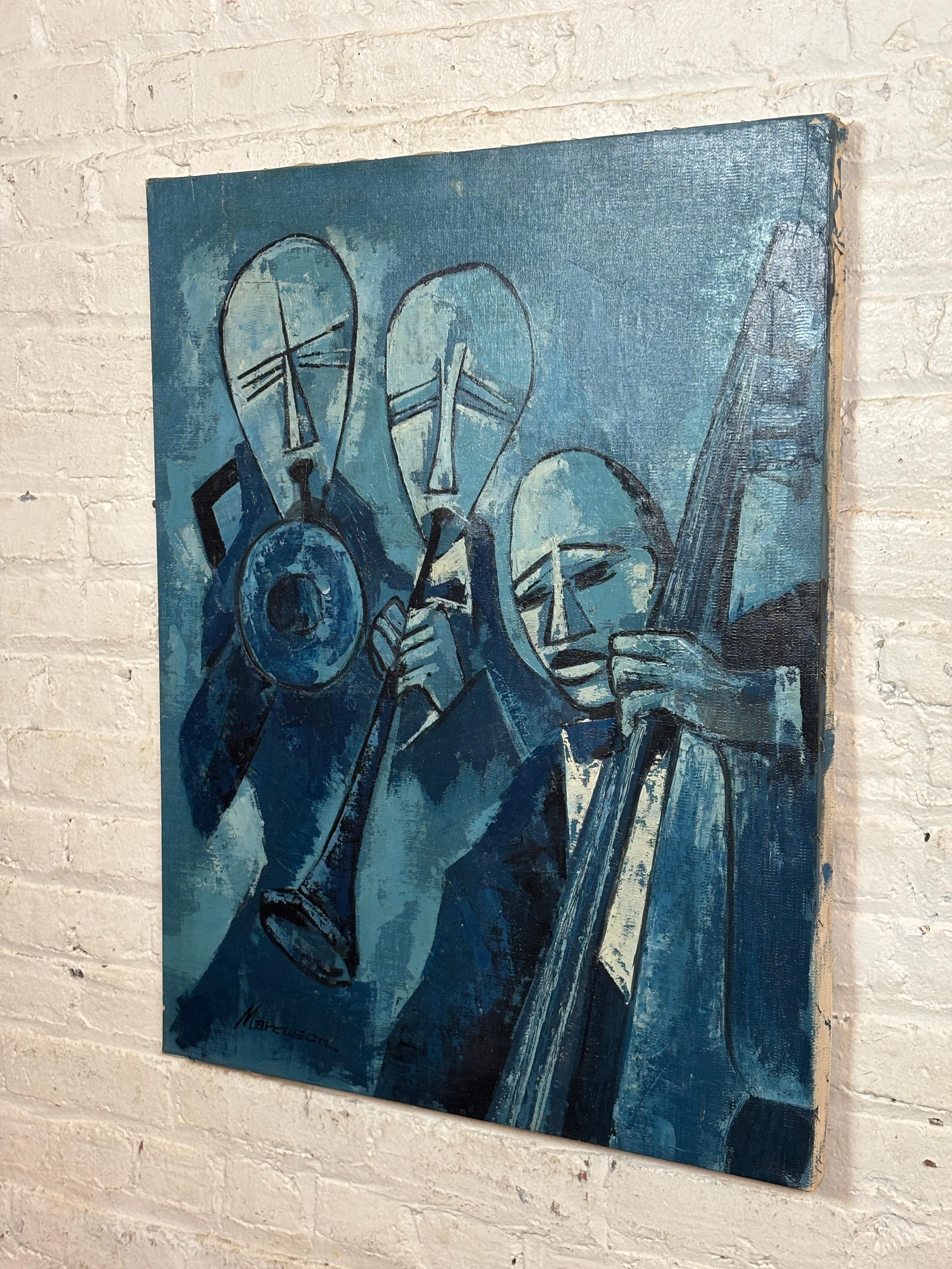 Espressionista Pittura astratta Blue Jazz di Marcuson, 1966 ca. in vendita