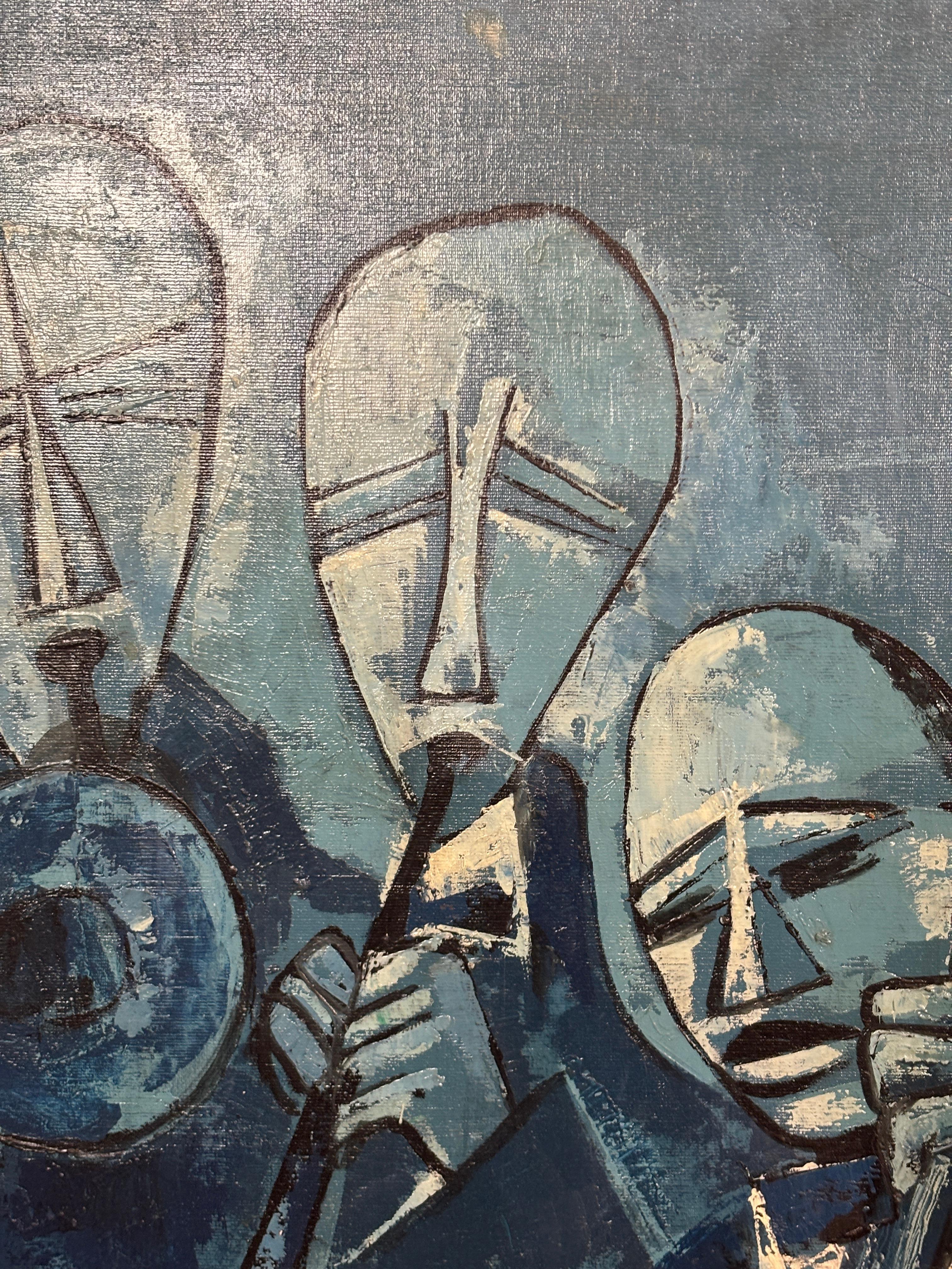 Dipinto a mano Pittura astratta Blue Jazz di Marcuson, 1966 ca. in vendita