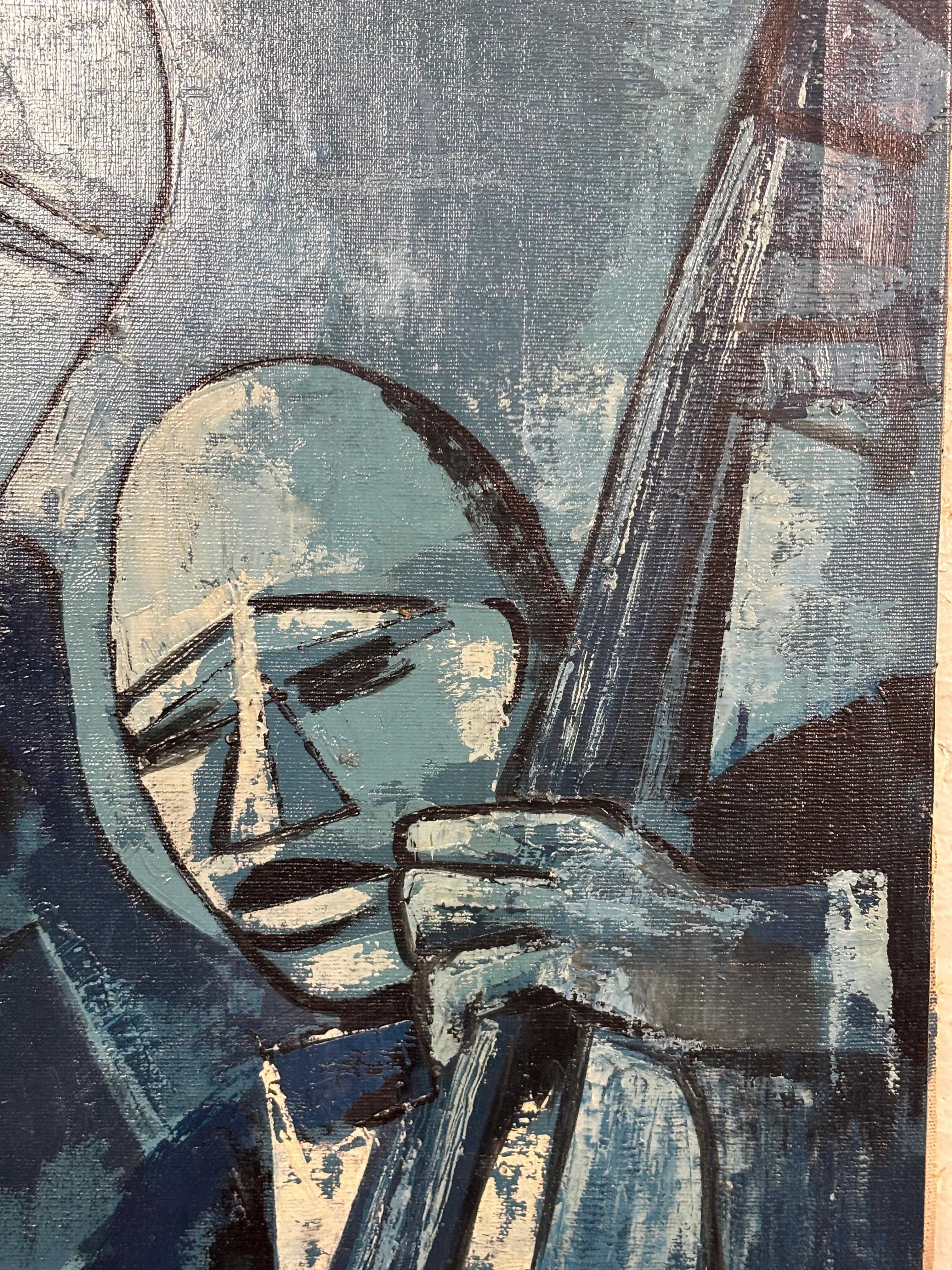 Pittura astratta Blue Jazz di Marcuson, 1966 ca. In condizioni buone in vendita a Brooklyn, NY
